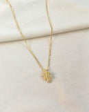 Colar Pingente Folha Cravejada - Semijoia Banhado em Ouro 18k