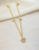 Colar Borboleta Cravejada Com Pontos de Zircônias - Semijoia Banhado em Ouro 18k