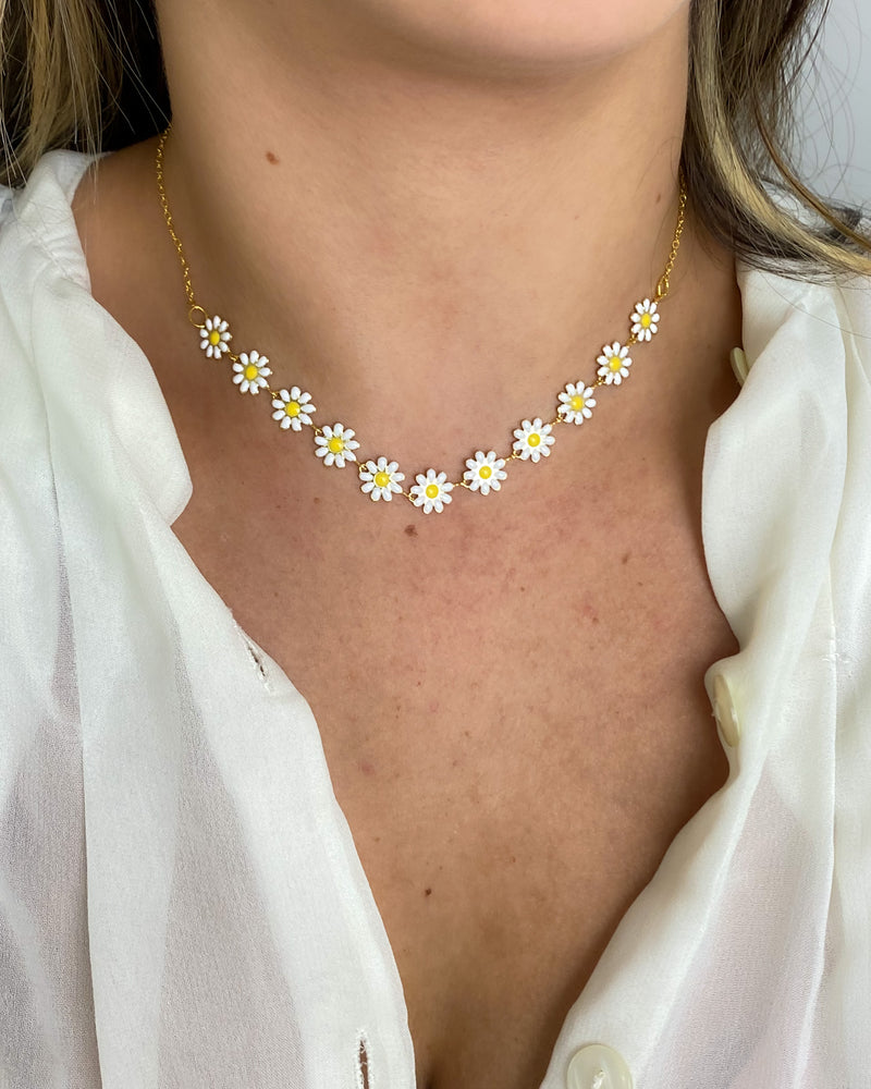 Colar Choker Margaridas - Dourado - Áurea Acessórios