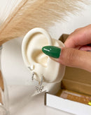 Trio Argola Borboleta Cravejada - Semijoia Banhado a Prata