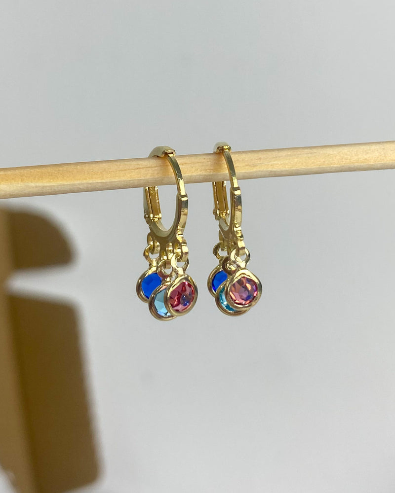 Argolinha com Pingente Zircônias Coloridas Banhado a Ouro 18k - Semijoia Banhada