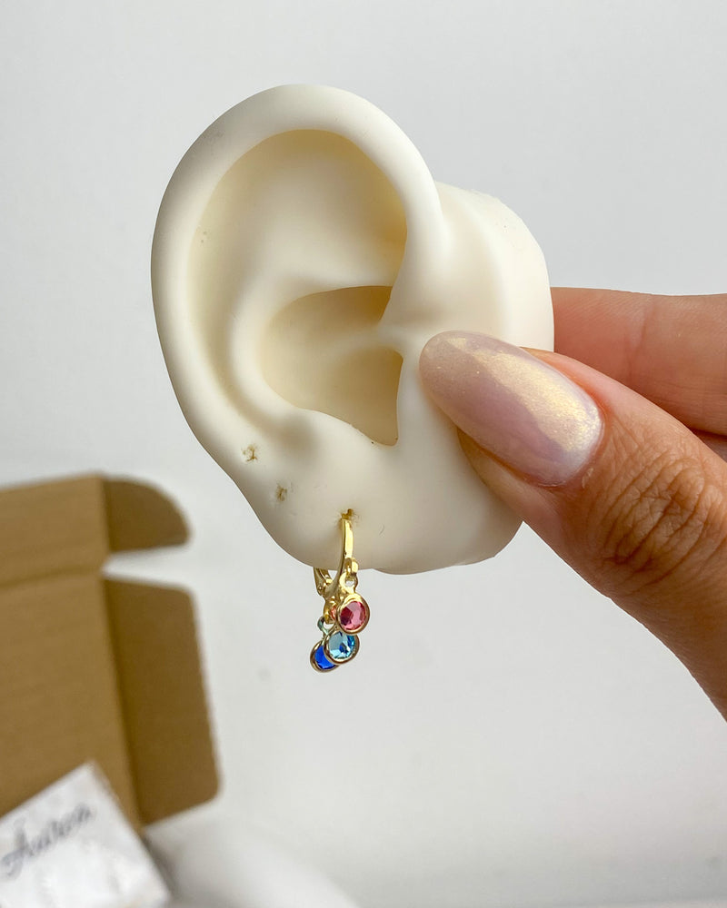 Argolinha com Pingente Zircônias Coloridas Banhado a Ouro 18k - Semijoia Banhada