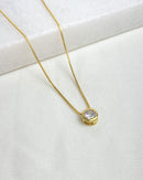 Colar Pingente Redondo Cristal - Semijoia Banhado em Ouro 18k