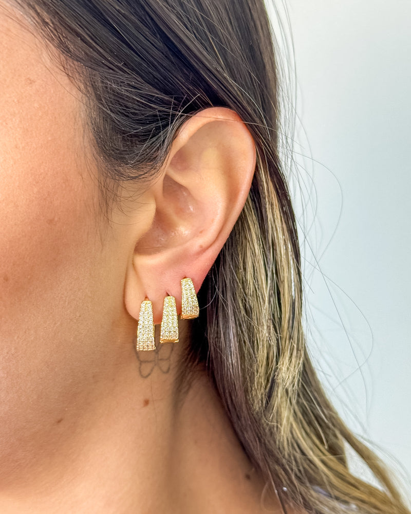 Trio de Argolas Gota Cravejado - Semijoia Folheada a Ouro 18k