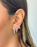 Trio de Brincos Coração Cravejado - Semijoia Folheada em Prata