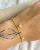 Pulseira Florzinha Cravejada - Semijoia Banhado em Ouro 18k