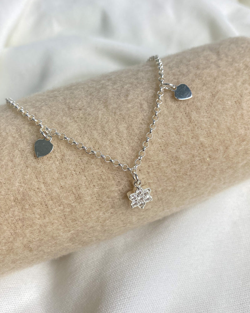 Pulseira Florzinha Cravejada - Semijoia Banhado a Prata