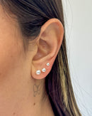 Trio de Brincos de Bolinhas - Semijoia Folheada em Prata