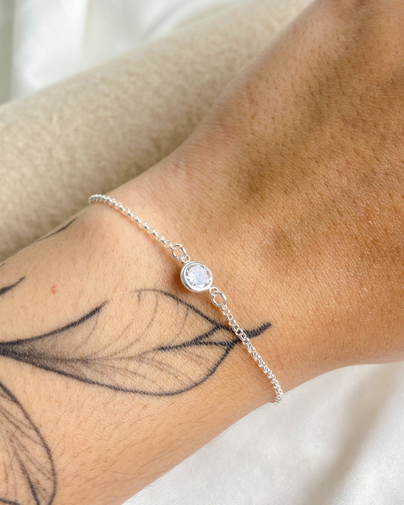 Pulseira Ponto de Luz Zircônia - Semijoia Banhado a Prata