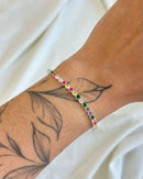 Pulseira Riviera Colorida - Semijoia Folheada a Prata