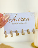 Trio de Argolas Gota Cravejado - Semijoia Folheada a Ouro 18k