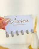 Trio de Argolas Gota Cravejado - Semijoia Folheada em Prata