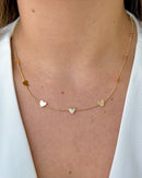 Colar Choker Corações Fixos - Semijoia Folheada a Ouro 18k