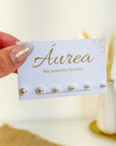 Trio de Brincos de Bolinhas - Semijoia Folheada em Prata