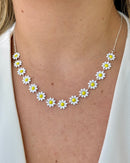 Colar Choker Margaridas G - Semijoia Folheada a Prata