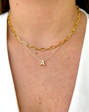 Conjunto de Colares Letra + Corrente - Semijoia Folheada a Ouro 18k