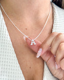 Colar Letra Inicial Cravejado - Semijoia Folheada a Prata