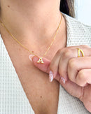 Colar Letra Inicial Cravejado - Semijoia Folheada a Ouro 18k