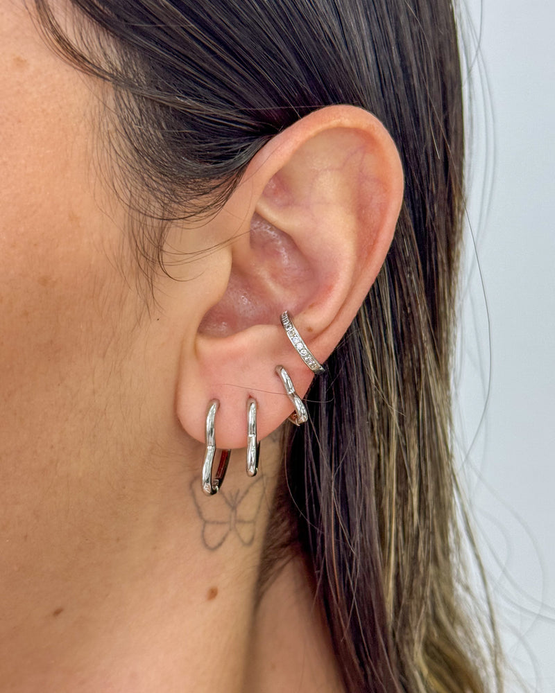 Trio de Argolas Coração Liso - Semijoia Folheada a Prata