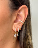 Trio de Brincos Argolas Pingente Gota - Semijoia Folheada a Ouro 18k