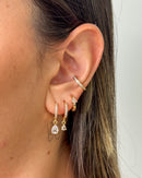 Trio de Brincos Argolas Pingente Gota - Semijoia Folheada a Ouro 18k