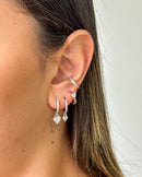 Trio de Brincos Argolas Pingente Coração - Semijoia Folheada a Prata