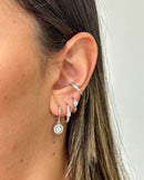 Trio de Brincos Argolas Pingente Círculo - Semijoia Folheada a Prata