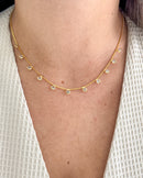 Colar Choker Pingentes Zircônia Pendurados - Semijoia Folheada a Ouro 18k