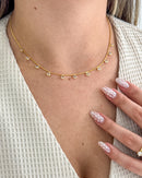 Colar Choker Pingentes Zircônia Pendurados - Semijoia Folheada a Ouro 18k