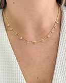 Colar Choker Pingentes Zircônia Pendurados - Semijoia Folheada a Ouro 18k