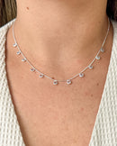 Colar Choker Pingentes Zircônia Pendurados - Semijoia Folheada a Prata