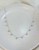 Colar Choker Pingentes Zircônia Pendurados - Semijoia Folheada a Prata