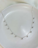 Colar Choker Pingentes Zircônia Pendurados - Semijoia Folheada a Prata