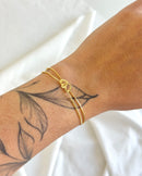 Pulseira Dupla Coração Entrelaçado - Semijoia Banhado a Ouro 18k