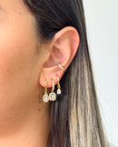 Trio de Argolas Pingentes Cravejados - Semijoia Folheada a Ouro 18k