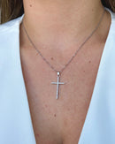 Colar Crucifixo Cravejado - Semijoia Aço Inox Prata