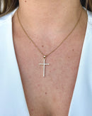 Colar Crucifixo Cravejado - Semijoia Aço Inox Ouro