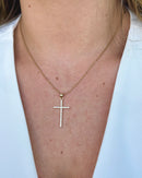 Colar Crucifixo Cravejado - Semijoia Aço Inox Ouro