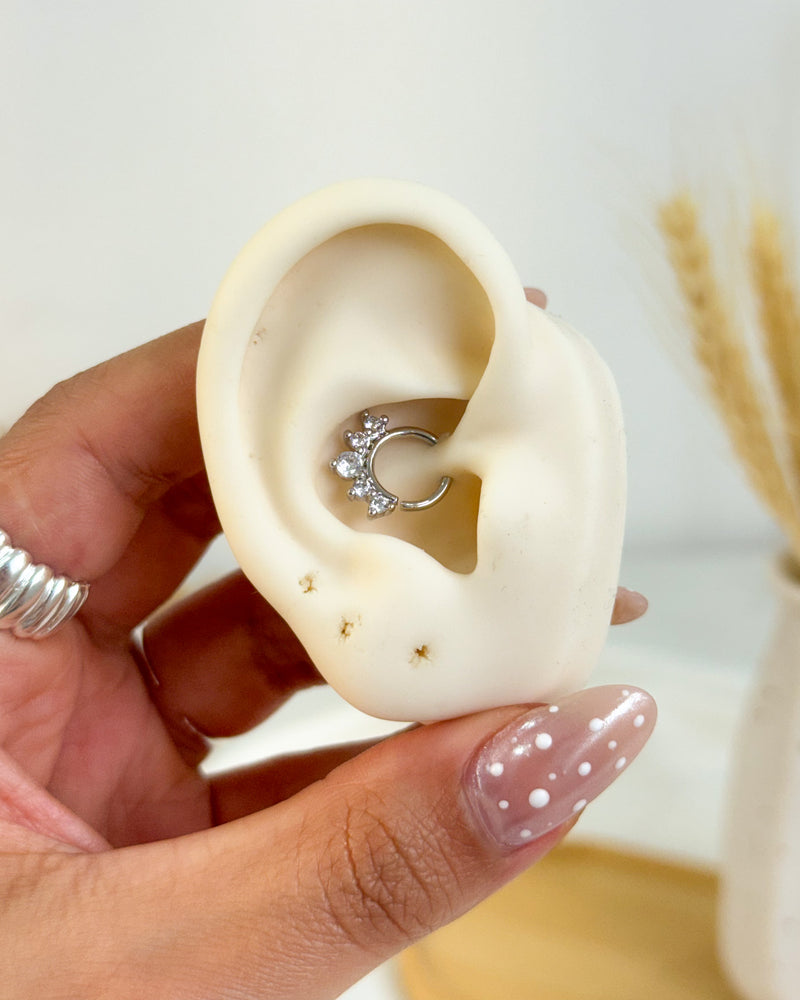 Piercing Helix Daith Septo Cravejado Aço Cirúrgico