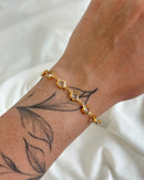 Pulseira Zircônia Corações - Semijoia Folheada a Ouro 18k