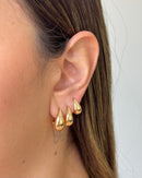 Trio de Argolas Gotas Lisas  - Semijoia Folheada a Ouro 18k