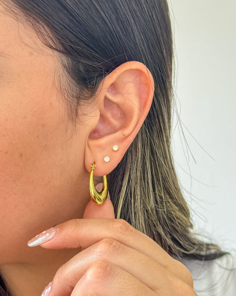 Argola Alongada - Aço Inoxidável Ouro 18k