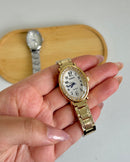 Relógio Feminino Oval Celeste Dourado