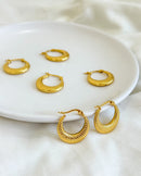 Argola Texturizada - Aço Inoxidável Ouro 18k