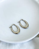 Argola Alongada - Semijoia em Aço Inoxidável Prata