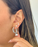 Meia Argola Ponta Pérola - Semijoia em Aço Inoxidável Prata