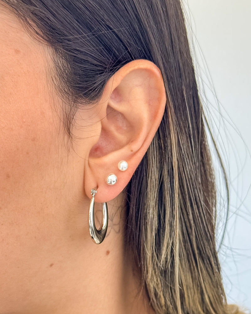 Argola Alongada - Semijoia em Aço Inoxidável Prata