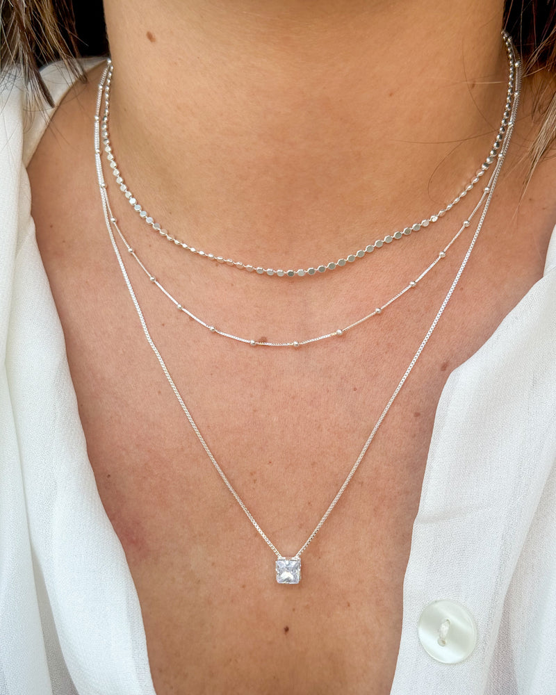 Conjunto de Colares Minimalista - Semijoia Folheada a Prata