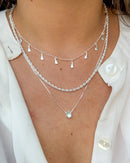 Conjunto de Colares Gota Aqua - Semijoia Banhado a Prata