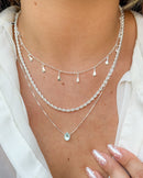 Conjunto de Colares Gota Aqua - Semijoia Banhado a Prata